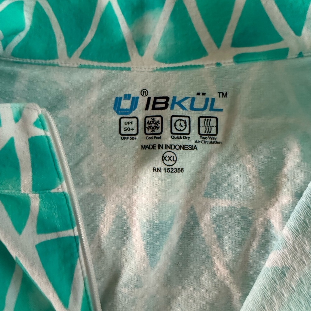 IBKUL 1/4 Zip Top Womens 2XL Quarter Zip Abstract Golf Tennis Mesh  Long Sleeves - Picture 3 of 11